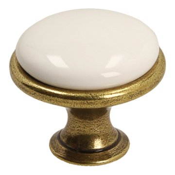GAMET Gumb GP19, antično zlato, porcelan WHT-0