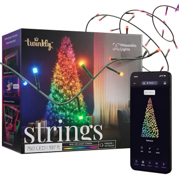 Twinkly Strings - niz 750 RGB luči, črna žica, vtič F
