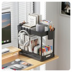Organizator polic 2 nivoja pod umivalnikom, kavelj, raztegljiv, dva nivoja