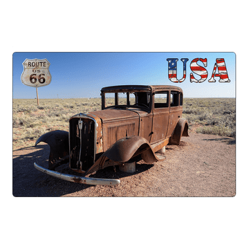 Magnet za hladilnik z avtomobilsko razbitino Route 66 v ZDA