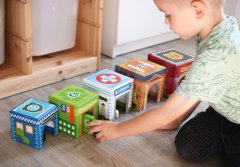 EE WOOPIE GREEN Puzzle kocke Mestna vozila v škatlah + figure 10 kosov.