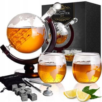 Mikamax Set za viski GLOBUS, vrč za alkohol + kozarci, darilo za moškega