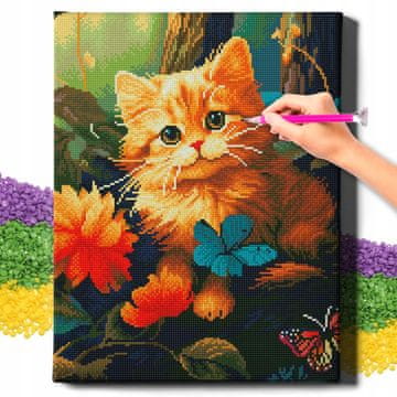 DIAMANTNA SLIKA 5D z OKVIRJEM Diamantno vezenje Mozaik Big Cat 40x50 cm OhArt!