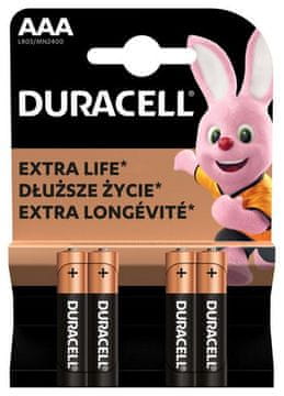 Duracell Baterije AAA, 4 kosi.