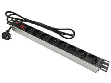 Podaljšek 230V Rack 19" 8 vtičnic 1,8 m s stikalom in zaščito