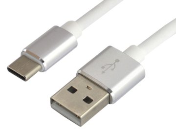 Silikonski kabel USB-A na USB-C QC3.0 3A, bel, 1,5 m