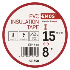 PVC izolacijski trak 8 m 15 mm/0,13 mm mešanica barv 6 kosov