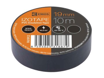 PVC izolacijski trak 10 m 19 mm / 0,13 mm črne barve 10 kosov