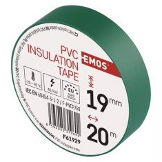 PVC izolacijski trak 20 m 19 mm / 0,13 mm zelen 10 kosov