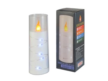 Dekorativna LED sveča z učinkom plamena JC-073 55x150 mm bela