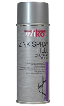 Wiko lahki cinkov sprej 400 ml, aerosol, protikorozijska zaščita, za kovino, hitro sušeča, vroče cinkana barva, neporozni premaz, visok sijaj