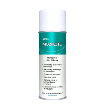 Molykote Multigliss 5v1 sprej 400ml aerosolno mazivo za optimalno mazanje, zaščito pred korozijo, odpornost proti vlagi