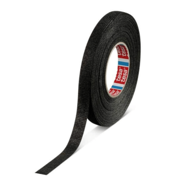 Tesa Tkani trak z lasom 15 m x 9 mm, črn zvočnoizolacijski trak, flis trak, elastičen