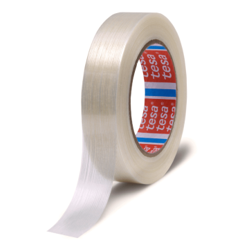 Tesa Pakirni trak z nitmi 50 m x 25 mm bel za paletiranje, vezanje in pritrjevanje tovora, vzdržljiv, močan