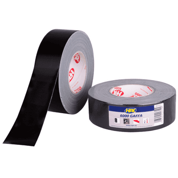 HPX Označevalni trak Gaffer 6000 črne barve, 50 mm x 25 m, temperaturno odporen za kable, enostaven za odstranjevanje, brez ostankov lepila