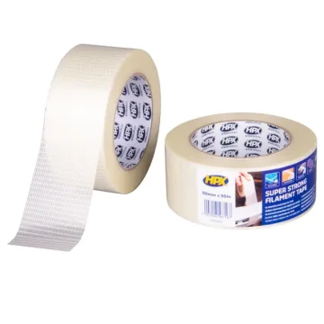 HPX Super Strong Filament Tape 5750, 50 mm × 50 m filamentni trak, ojačan s steklenimi vlakni, 0,13 mm, 490 N/25 mm