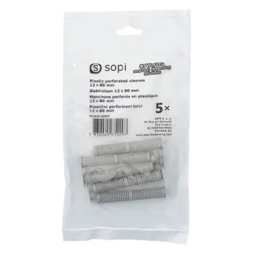 OPI SOPI perforirane plastične tulke 12 × 80 mm, 5 kosov, tulke za injekcijsko smolo, sidranje v votle bloke in perforirane opeke, mrežaste tulke za votle podlage, vgradnja v votle podlage