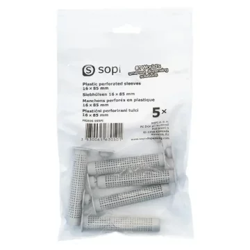 OPI SOPI paket perforiranih plastičnih tulcev 16 × 85 mm, 5 kosov, tulci za injekcijsko smolo, sidranje v votle bloke in perforirane opeke, mrežasti tulci za votle podlage, vgradnja v votle podlage
