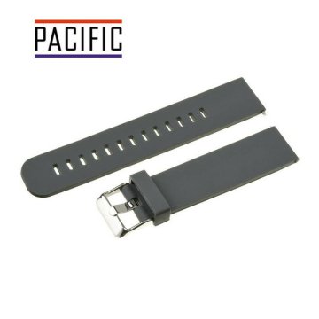 Pacific 20mm U15 temno siv silikonski pašček s srebrno zaponko