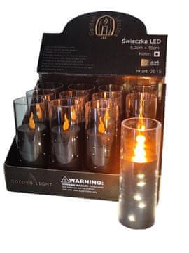 DE LED sveča z verižico Lumina Golden 0615 črna 5,3x15 cm 3D 12 kosov