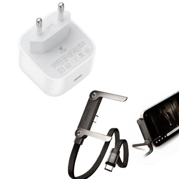 Komplet polnilnika 40W 60W in kabel USB-C za hitro polnjenje 240W, zložljivo držalo za telefon dolžine 1,5 m, za iPhone 17, 17 Pro Max, 16, 15 Pro Max