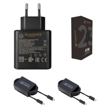Super hitri polnilnik 45W PD, združljiv s Samsung S24 S23 S22 Ultra z 2 kabloma USB-C - USB-C, 1,8 m 5 A