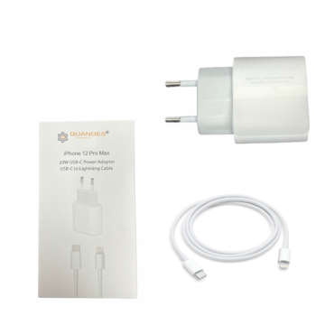 20W USB Type-C stenski polnilnik in 2m hitri polnilni kabel USB-C na Lightning za iPhone 12, 12 mini, 12 pro, 12 pro max, 11 pro max, bulk