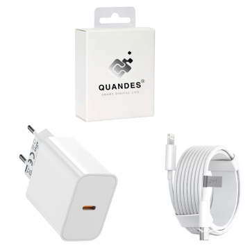 Polnilnik za hitro polnjenje, združljiv z Apple iPhone 14 / 14 Pro / 13 / 13 Pro / 12 / 12 Pro 20W adapter in podatkovni kabel USB-C - Lightning 1 m bel