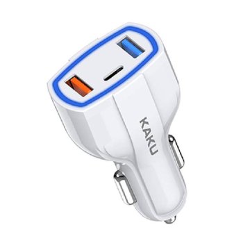 Kaku KSC-485 QC3.0 avtomobilski polnilnik 2 USB + Type-C vhoda bela