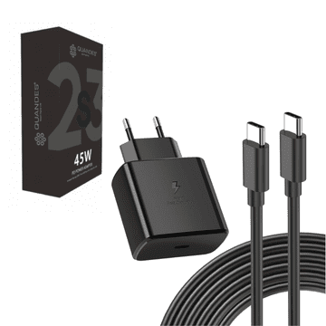 Stenski polnilnik 45W PD s hitrim polnjenjem, združljiv s Samsung S24 Ultra S20 Ultra S21 FE S22 Plus S23 Plus Note 10 Plus in podatkovnim kablom za hitro polnjenje 1,8 m tipa C tipa C 5A