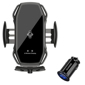 Komplet avtomobilskega držala z brezžičnim polnilnikom Smart Wireless Fast Charger 15W in univerzalnim adapterjem 18W 3.0, 2 kosa