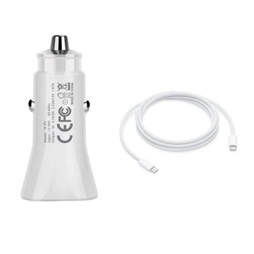 Komplet avtomobilskega polnilnika s hitrim polnjenjem 20 W in 1-metrski podatkovni kabel za hitro polnjenje USB-C - Lightning za Apple iPhone 15 / 15 Pro / 15 Pro Max