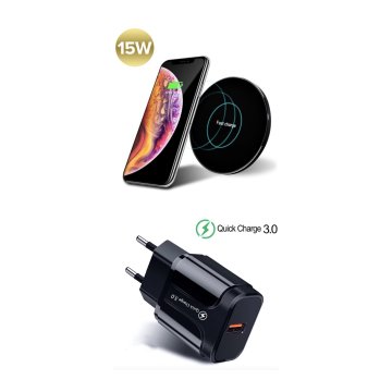 Brezžični induktivni polnilnik 15W s hitrim omrežnim adapterjem za iPhone 11 Pro Max, Samsung S10, Note 10