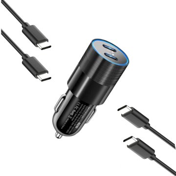 40W komplet avtomobilskih polnilnikov 2 x USB-C PD 2 x USB-C - USB-C kabel 1 m črne barve