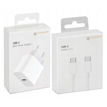 Komplet hitrega polnilnika USB-C 20 W + kabla USB-CC 2 m 67 W, združljivega z iPhone 15 / 16 / 16 Pro Max