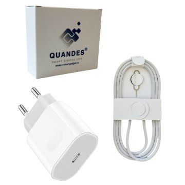 Komplet stenskega polnilnika 20W PD USB-C + originalni podatkovni kabel tipa C - tipa C, združljiv z iPhone 16 in 15.