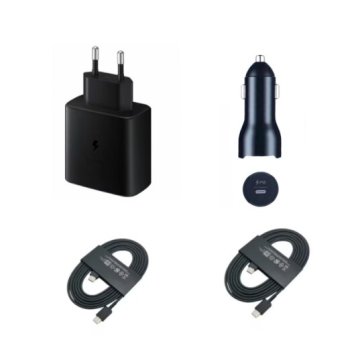 Komplet hitrega polnilnika USB-C 45W, 2 kabla USB-CC 5A, 1,8 m, avtomobilski USB-CC 45W, združljiv z S24, S3, S22