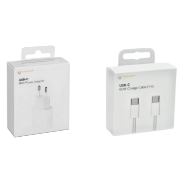 Komplet za hitro polnjenje 20 W USB-C in kabel USB-C, združljiv z iPhone 16 Pro, 15 Max, iPad 2020 Blister