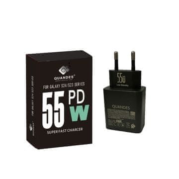 Super hitro polnjenje 55W GaN PD USB-C T 4510 stenski polnilnik za Galaxy S24 / S23 / S22 Ultra univerzalni brez kabla