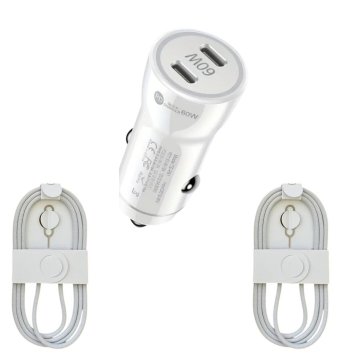 Komplet za avtopolnilec Dual USB-CC 60W hitri polnilec, 2 podatkovna kabla USB-CC 60W 1 m, združljiva z iPhone 17 Air, 17 Pro, 17 Pro Max