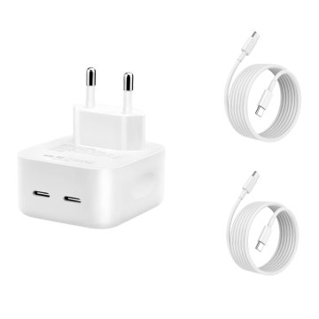 Komplet polnilnika 40 W z dvema priključkoma USB-C PD 3.0 za iPhone 15 Pro, 15 Pro Max, 2 podatkovna kabla CC dolžine 2 m