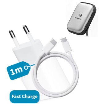 Polnilnik tipa C s hitrim polnjenjem 20 W s kablom za iPhone 17/16/15/Pro/Pro Max/Plus/iPad z ohišjem , bele barve