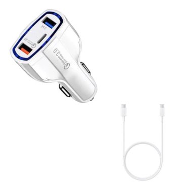 OEM Komplet za hitri polnilnik za avto 12V/3,5A, 1 podatkovni kabel Type-C 3A, združljiv z Galaxy S21, S22, bel