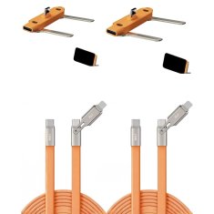 2-v-1 USB-C kabel za hitro polnjenje in prenos podatkov s stojalom 240 W 1,2 m, združljiv z Lightning PD, 2-pakiranje