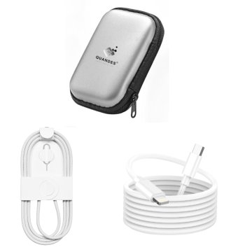 Komplet podatkovnih kablov USB-C na C 60W 1m in Lightning, združljiv z iPhone 17e 17pro 16 15pro 14 13 12 pro max z etuijem za shranjevanje EVA, 2 kosa