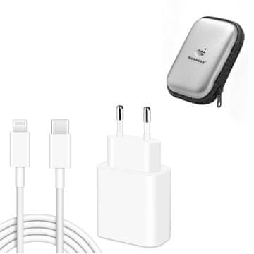 Komplet polnilnikov, združljiv z iPhone 14/13/12/11/Pro/Pro Max, 2 m podatkovni kabel Lightning, hitro polnjenje 20 W, zaščitni ovitek