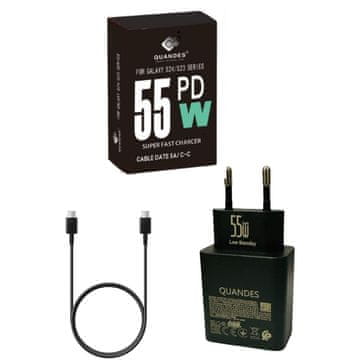 super hitri polnilnik adapter 55W PD GaN združljiv s Samsungom, USB Type-C, kabel Type-C 5A