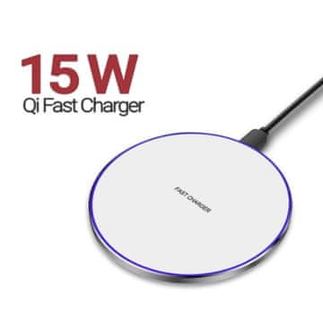Super Fast Charger Slim Pad 15W Brezžični polnilnik Bel