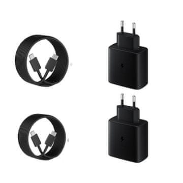 Komplet 2 polnilnikov Fast Charge 45W PD za Samsung S23, S22 in 2 podatkovna kabla 1 m USB-C - C 4 kosi