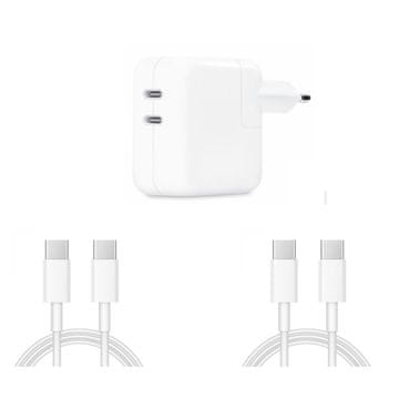 Komplet polnilnika 50 W z dvema priključkoma USB-C PD 3.0 za iPhone 15 Pro, 15 Pro Max, 2 podatkovna kabla CC 60 W dolžine 2 m